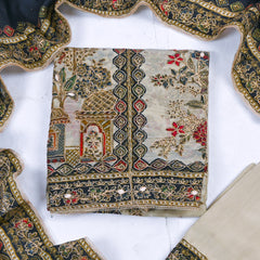 Organza Beige Unstitched Suit