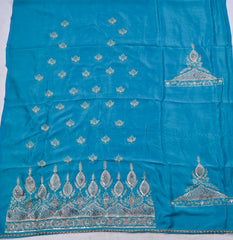 Raw Silk Sky Blue Unstitched Suit