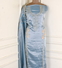 Glass Shimmer Powder Blue Unstitched Suit