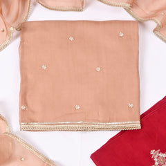 Twill Organza Beige Unstitched Suit