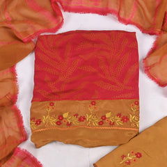 Georgette Red Unstitched Suit