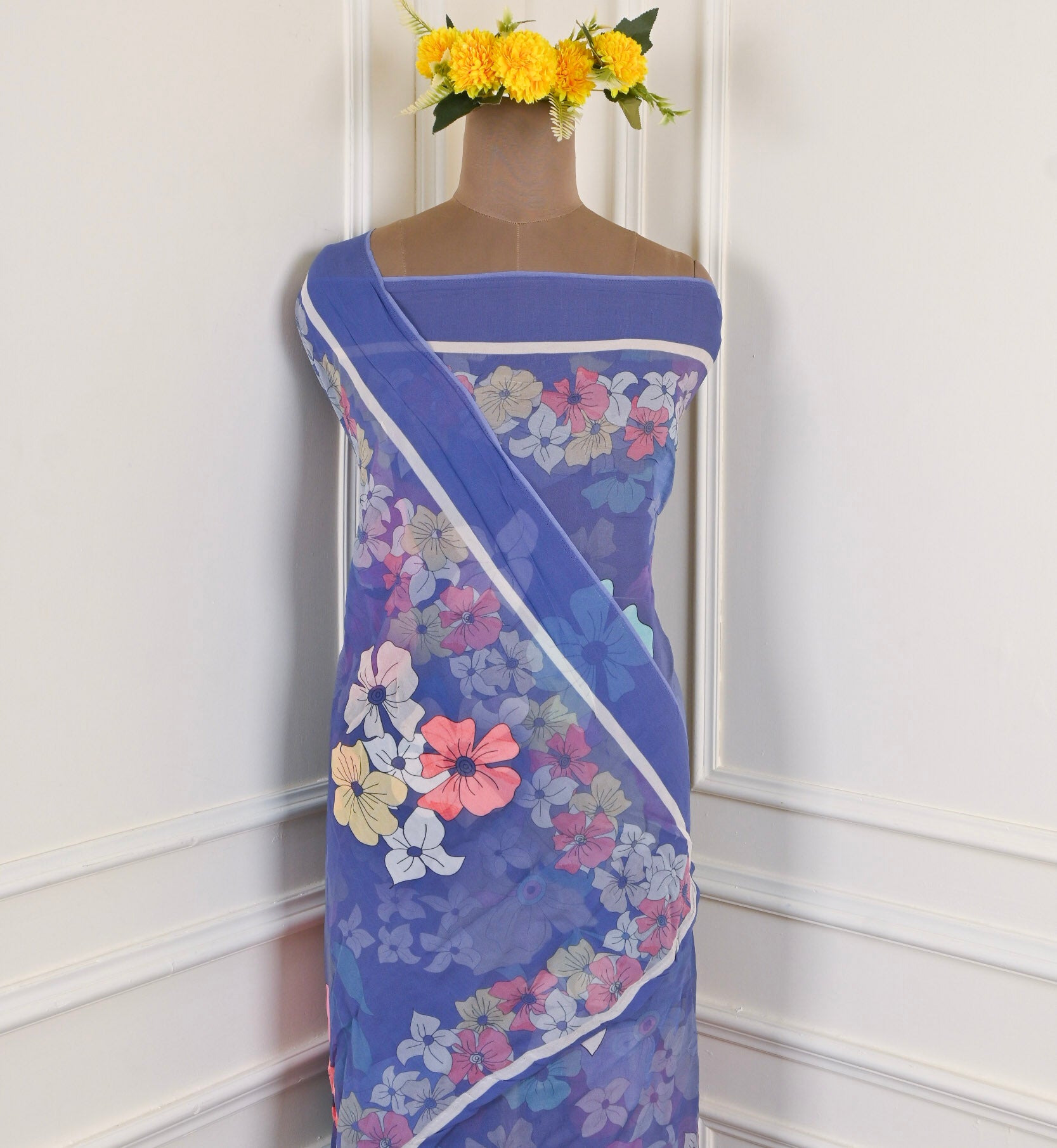 Georgette Purple Unstitched Suit