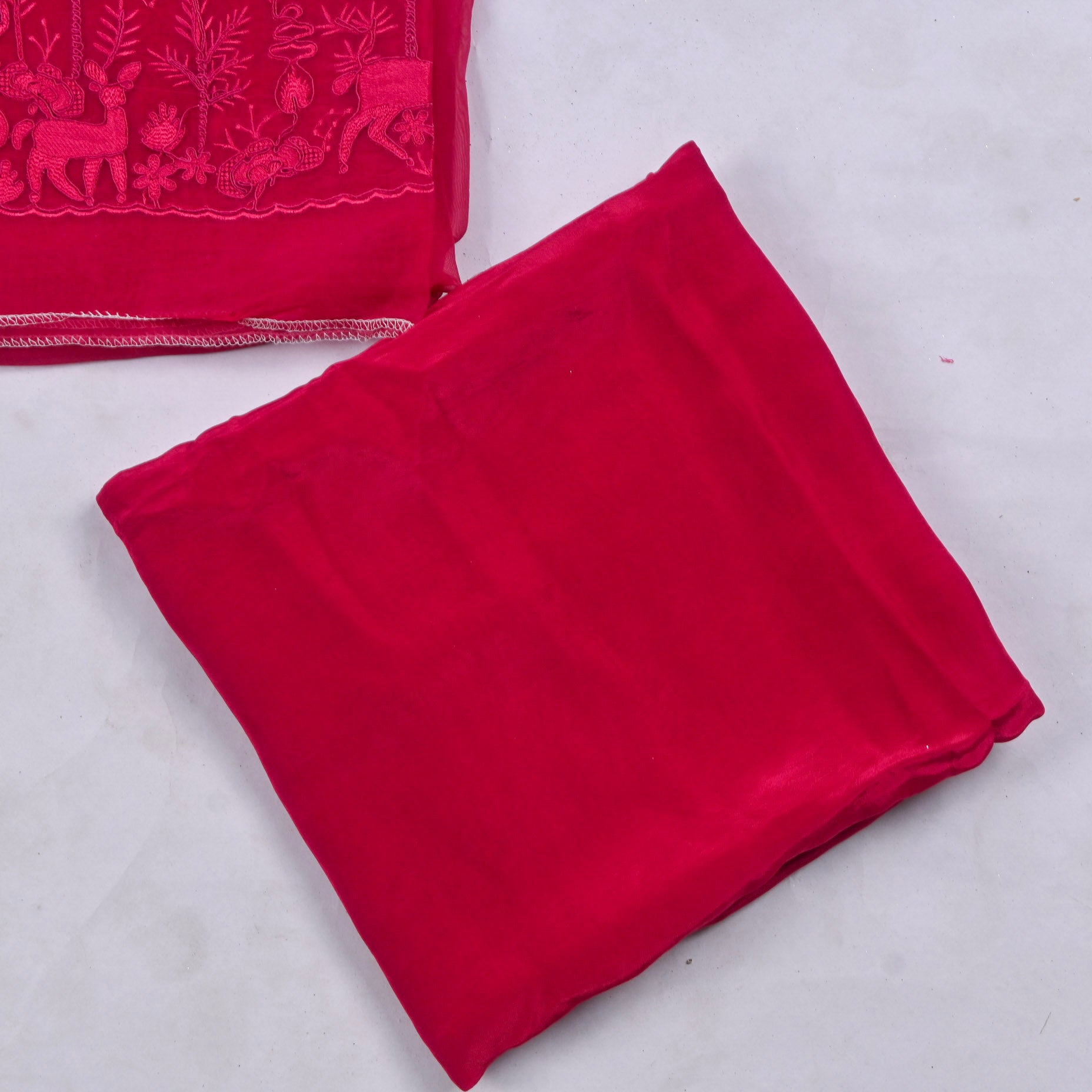 Organza Magenta Unstitched Suit