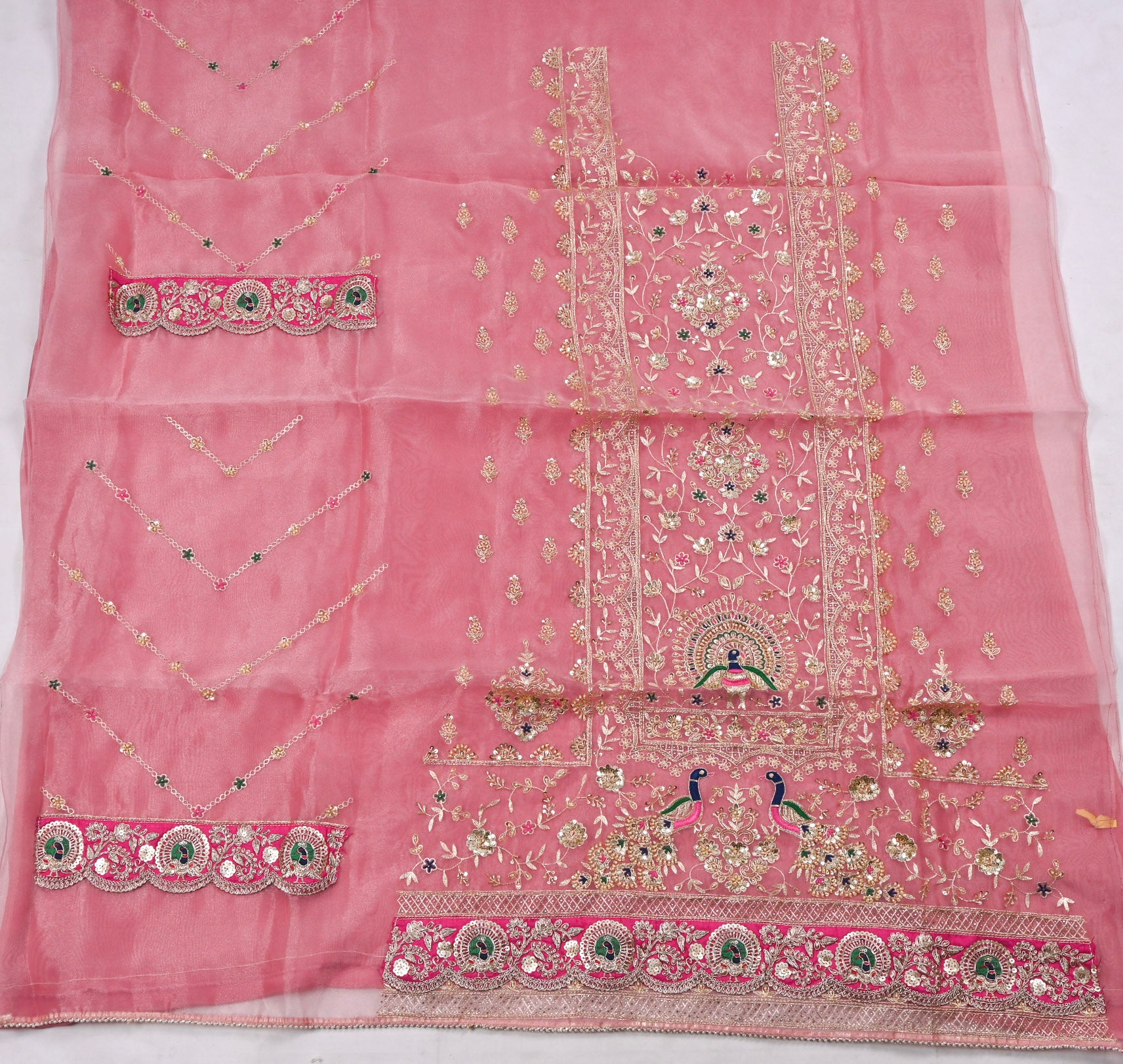 Glass Shimmer Pink Unstitched Suit