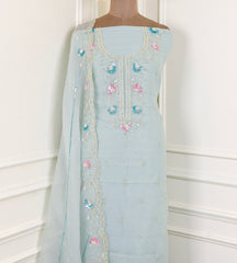 Crush Light Sky Blue Unstitched Suit