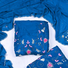 Crepe Blue Peplum Lehenga Suit