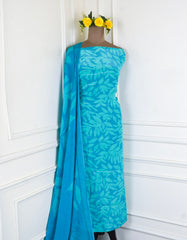 Crepe Sky Blue Unstitched Suit
