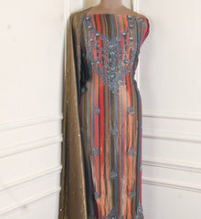 Tissue Shimmer Mehandi Unstitched Suit