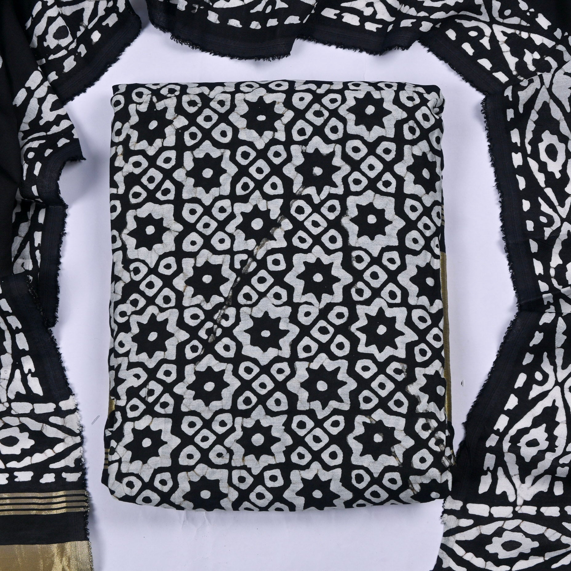 Cotton Black Unstitched Suit