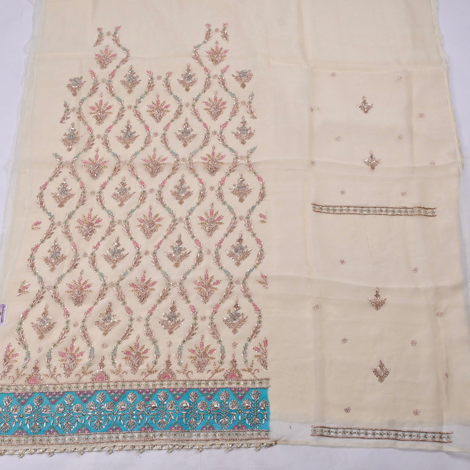 Organza Sky Blue Unstitched Suit