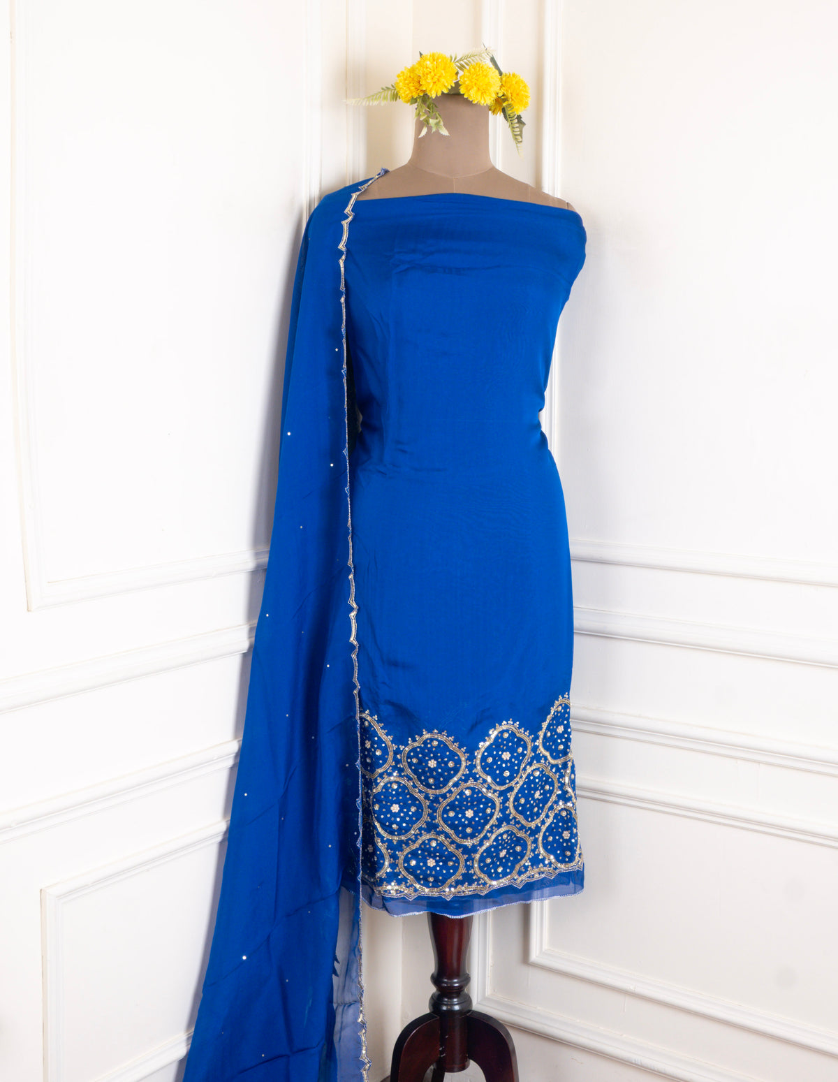 Organza Blue Unstitched Suit