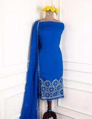 Organza Blue Unstitched Suit