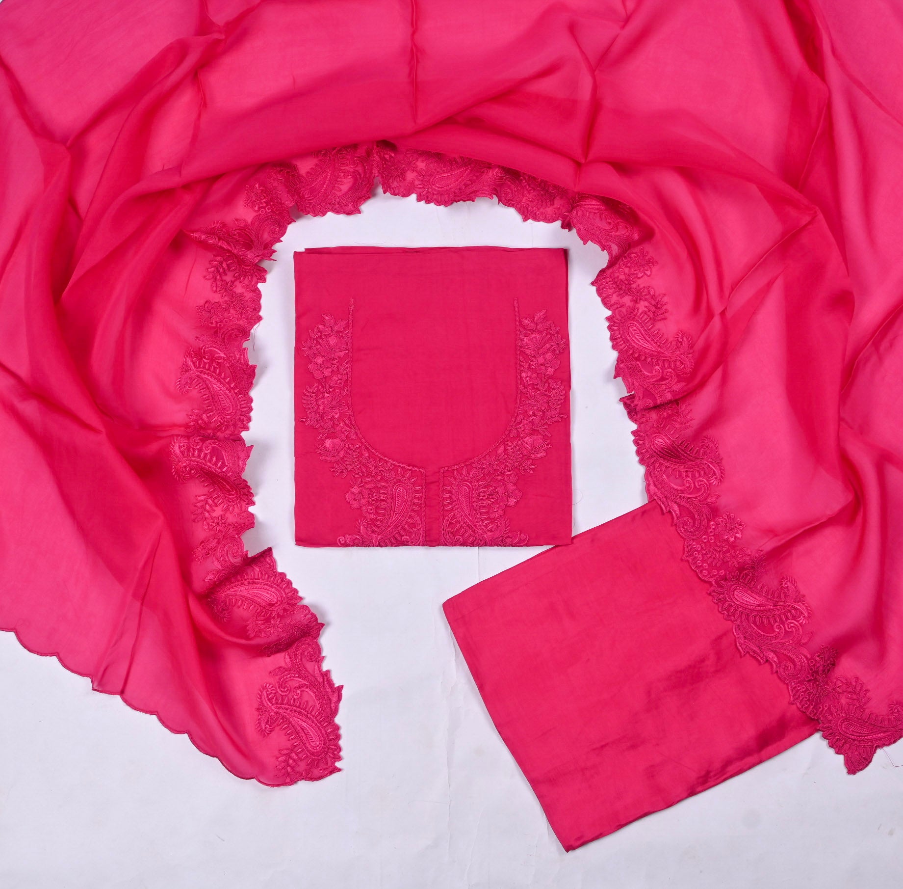 Organza Pink Unstitched Suit