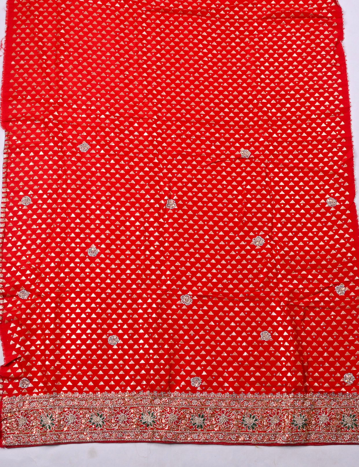 Banarasi Silk Red Unstitched Suit