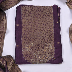 Banarasi Silk Purple Unstitched Suit