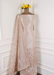 Glass Shimmer Beige Unstitched Suit
