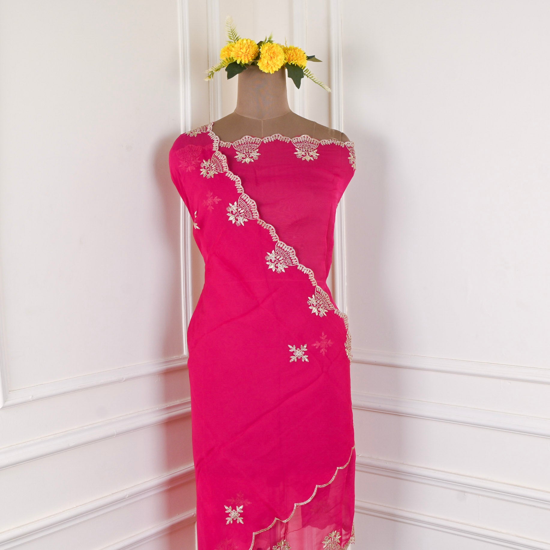 Organza Pink Unstitched Suit