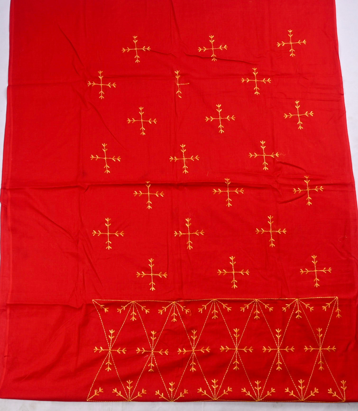 Mul Mul Red Phulkari Suit