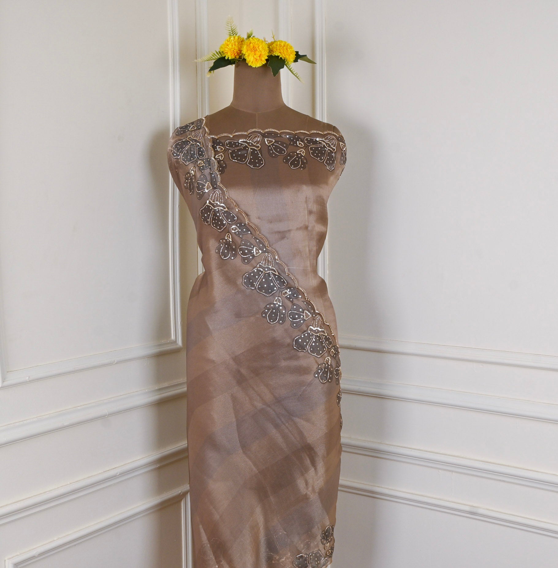 Glass Shimmer Brown Unstitched Suit