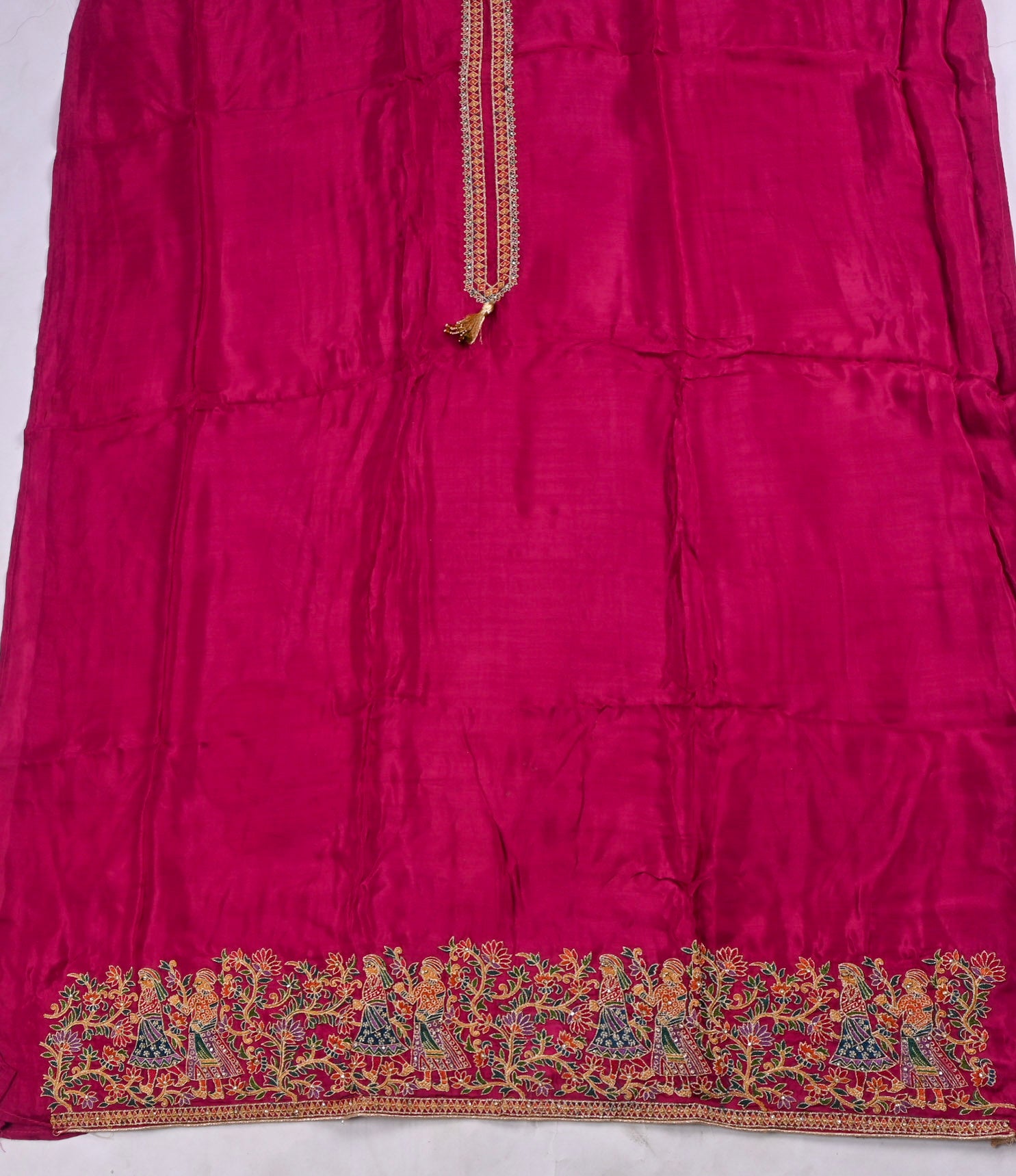 Crepe Silk Wine Unstitched Suit