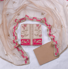 Crush Beige Pink Unstitched Suit