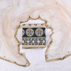 Glass Shimmer Beige Unstitched Suit