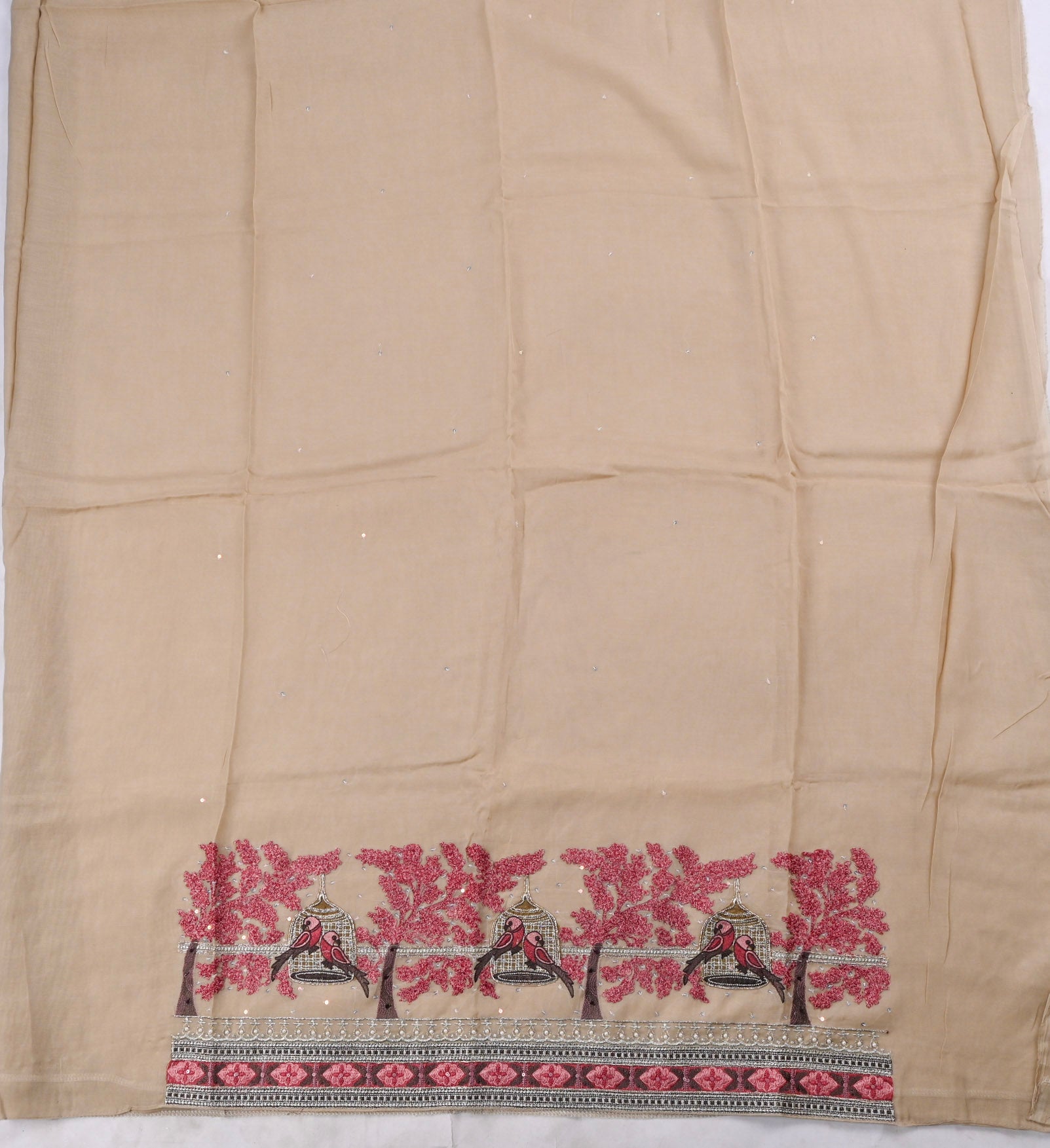 Mul Cotton Beige Unstitched Suit