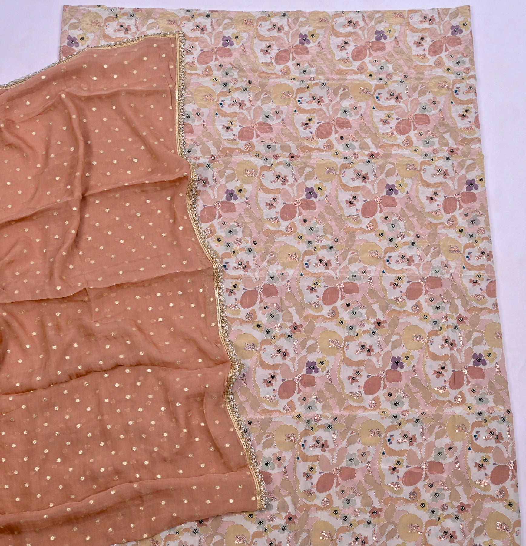 Crepe Peach Unstitched Suit