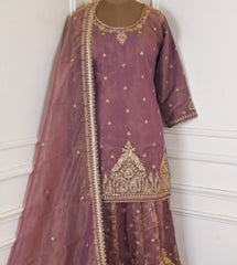 Shimmer Brown Stitched Lehenga Suit