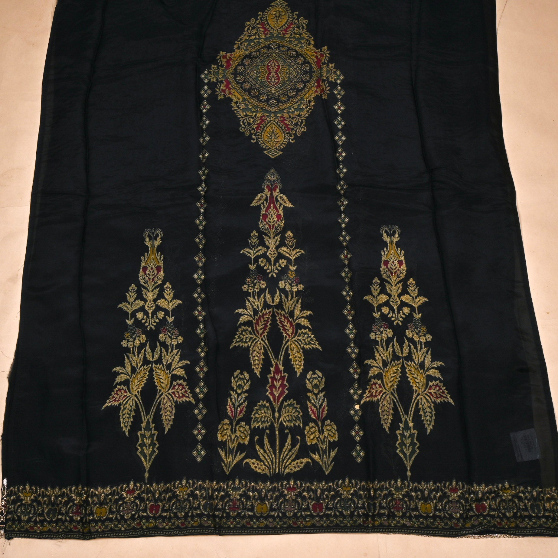 Organza Black Unstitched Suit