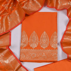 Silk Orange Unstitched Suit