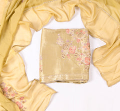 Giraffe Shimmer Mustard Yellow Unstitched Suit