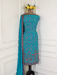 Crepe Sky blue Unstitched Suit
