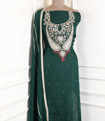 Organza Green Unstitched Suit