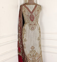 Organza Beige Unstitched Suit