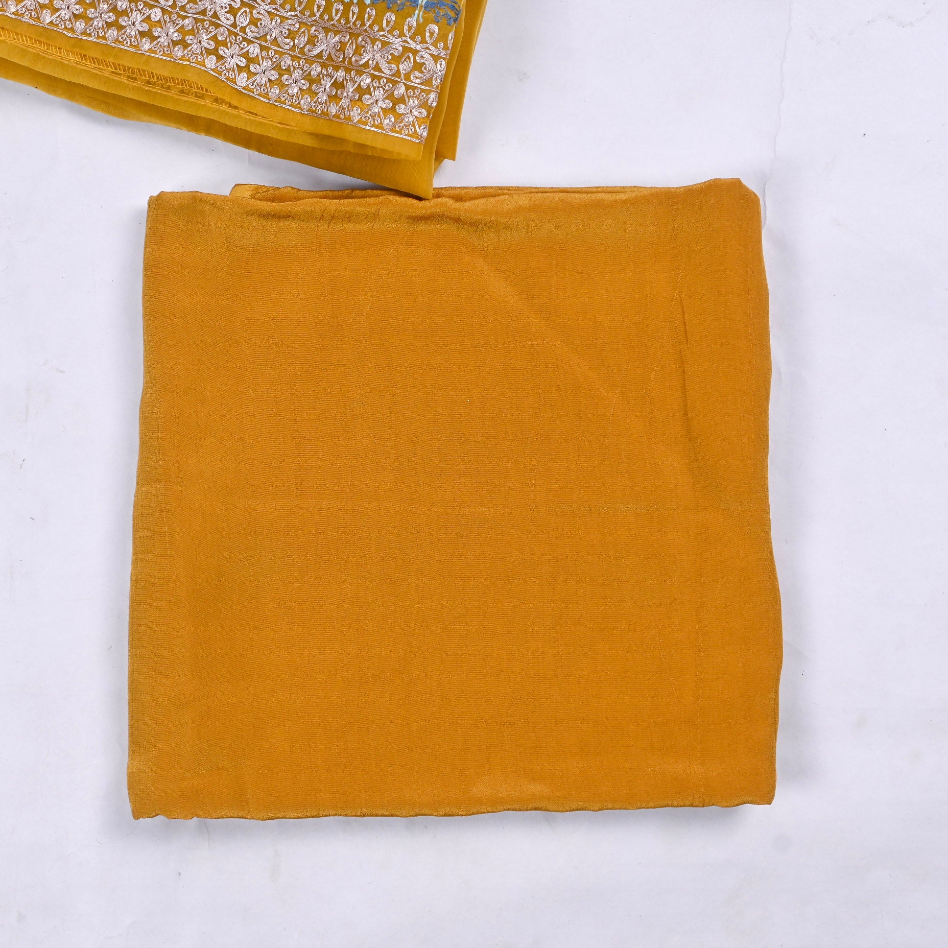 Organza Yellow Unstitched Suit