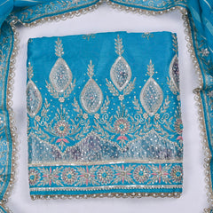 Raw Silk Sky Blue Unstitched Suit