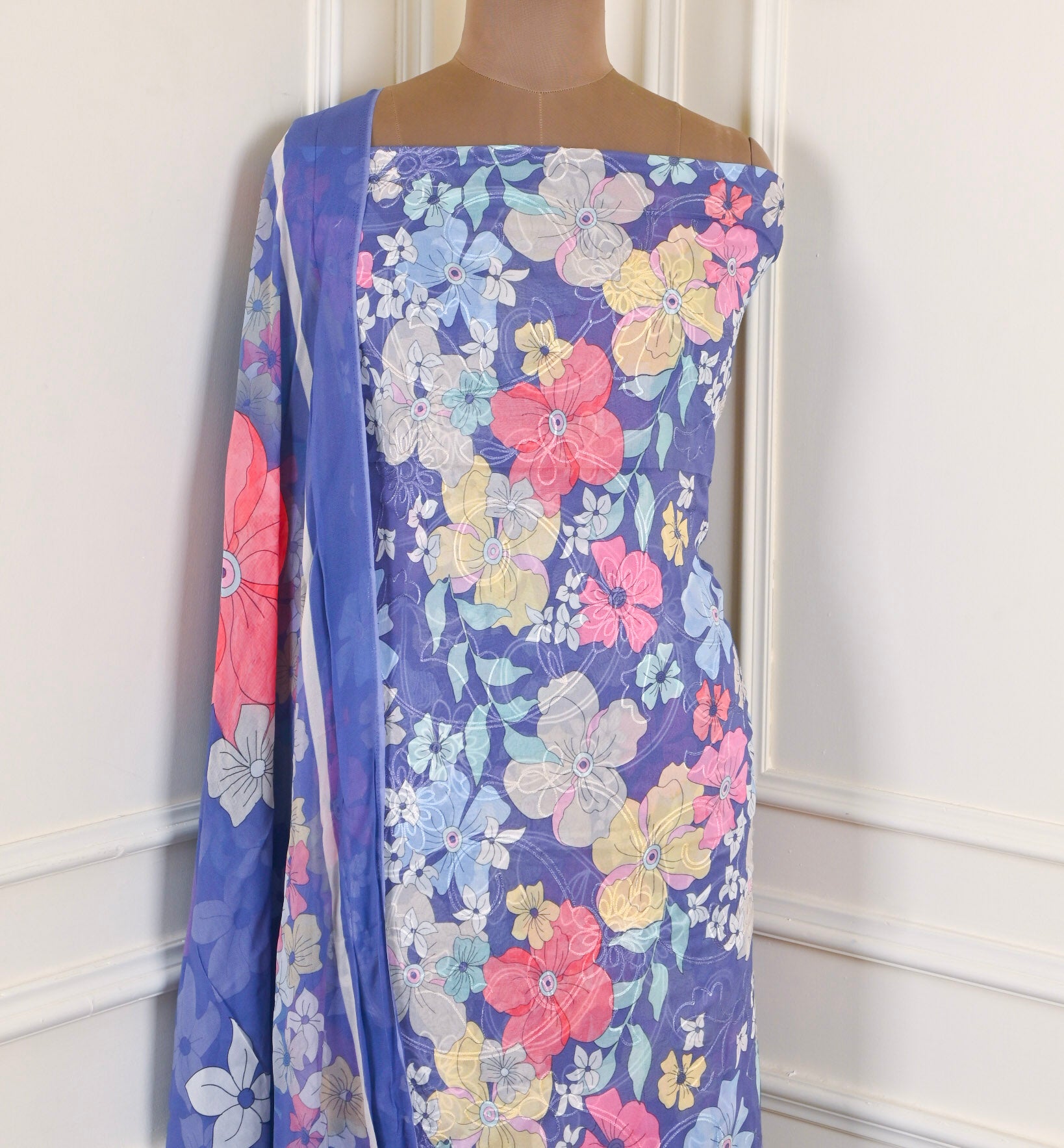 Georgette Purple Unstitched Suit