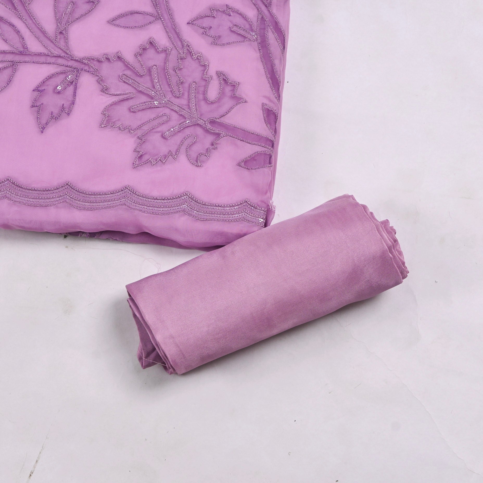 Organza Lavender Unstitched Suit