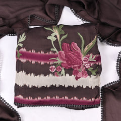 Satin Plum Brown Unstitched Suit