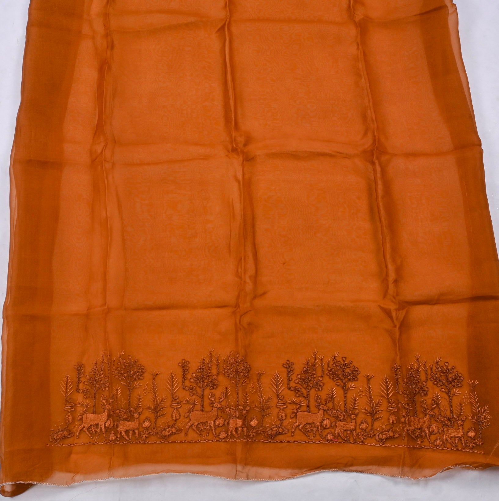 Organza Brown Unstitched Suit