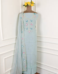 Crush Light Sky Blue Unstitched Suit