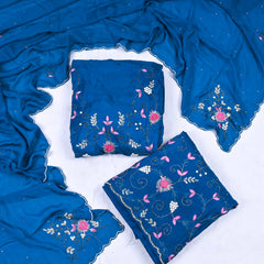 Crepe Blue Peplum Lehenga Suit