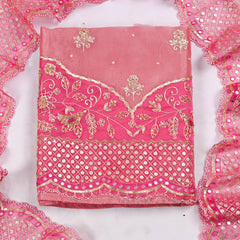 Glass Shimmer Pink Unstitched Suit