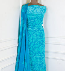 Crepe Sky Blue Unstitched Suit