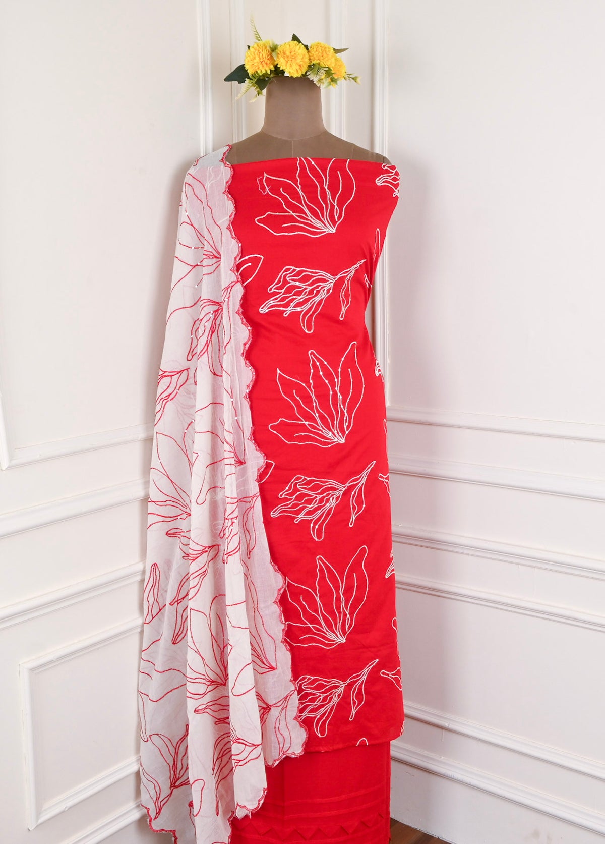Cotton Red Unstitched Suit