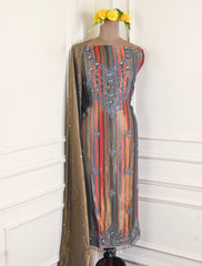 Tissue Shimmer Mehandi Unstitched Suit