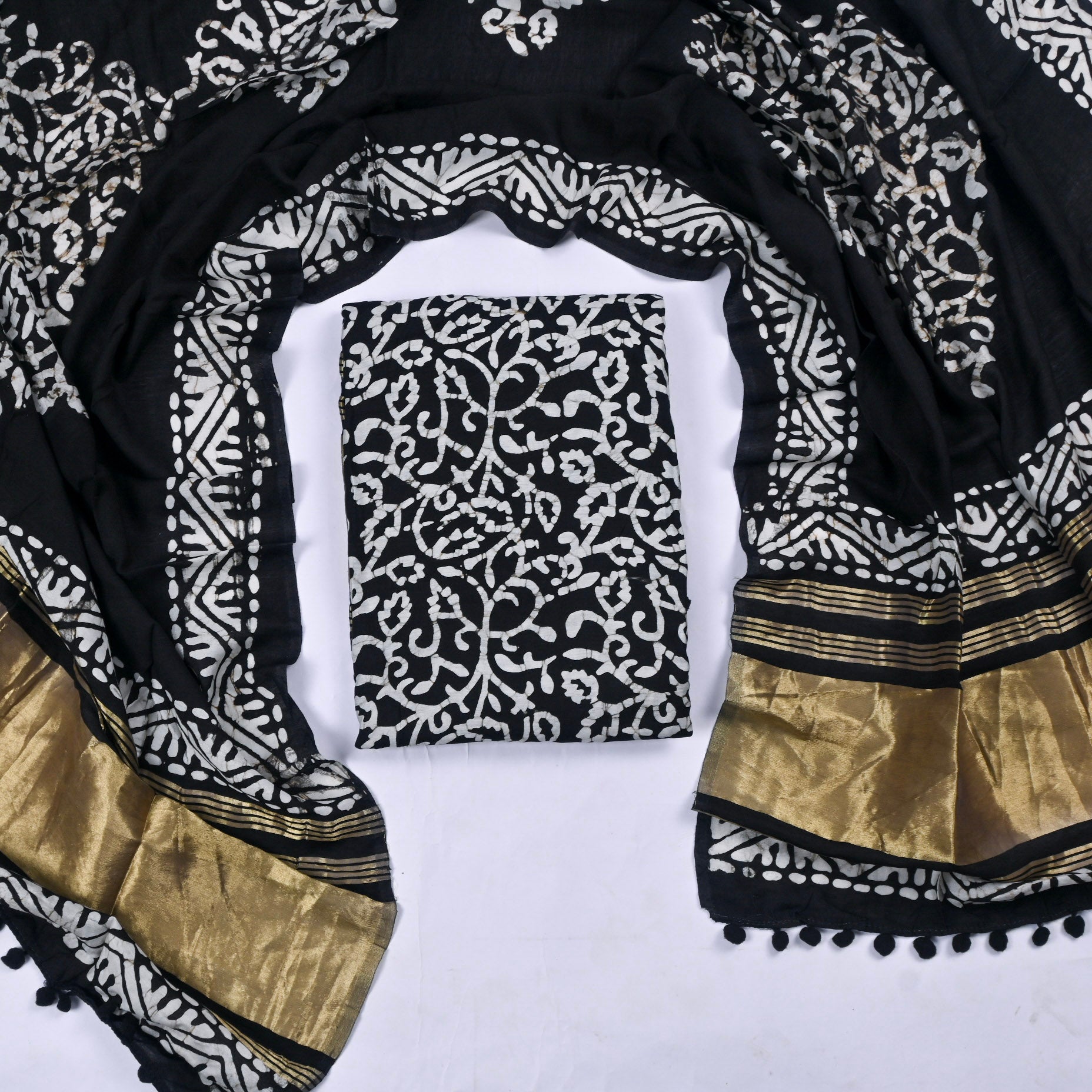 Cotton Black Unstitched Suit