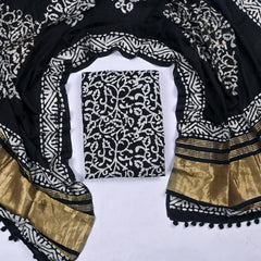 Cotton Black Unstitched Suit