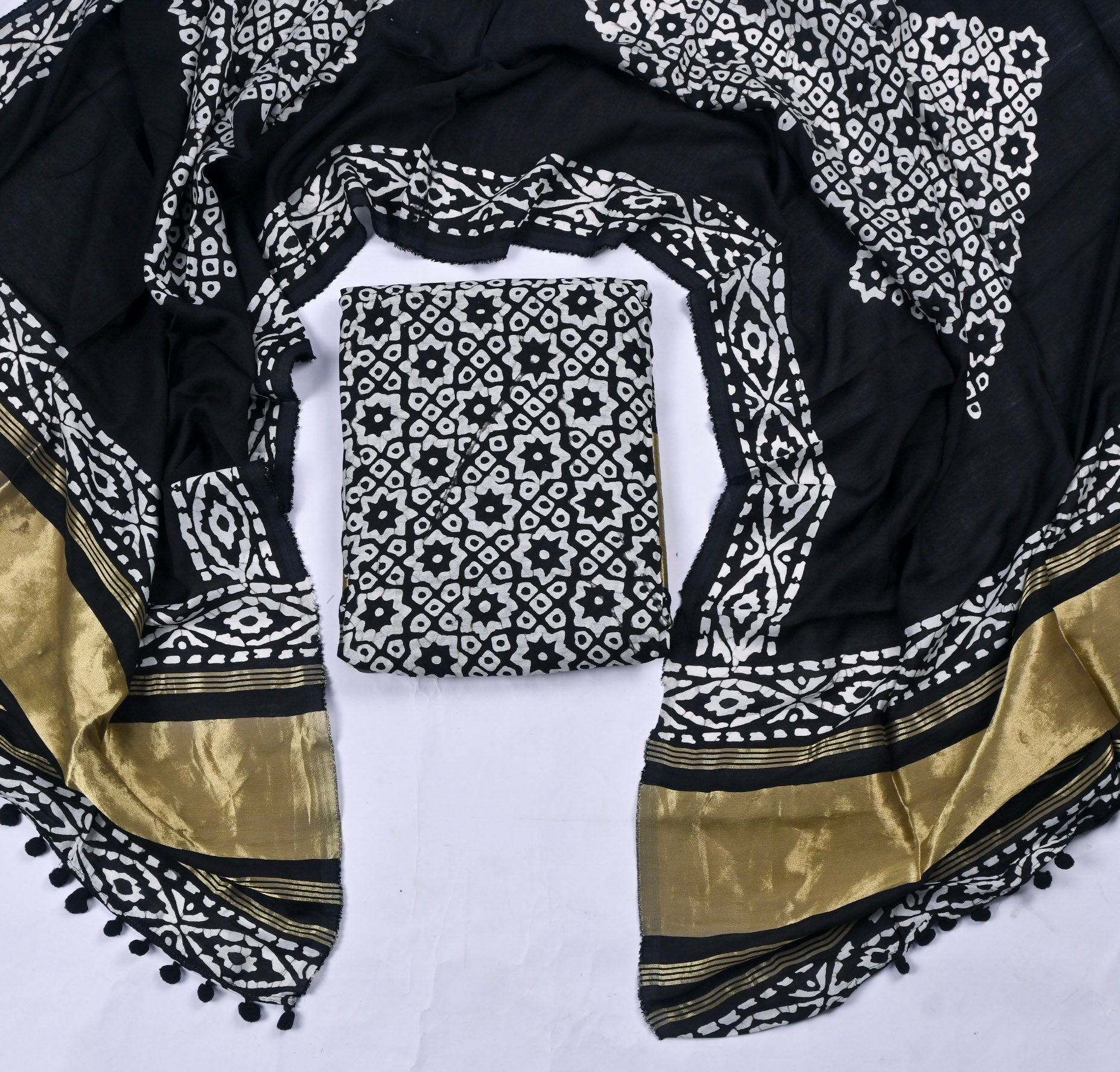 Cotton Black Unstitched Suit